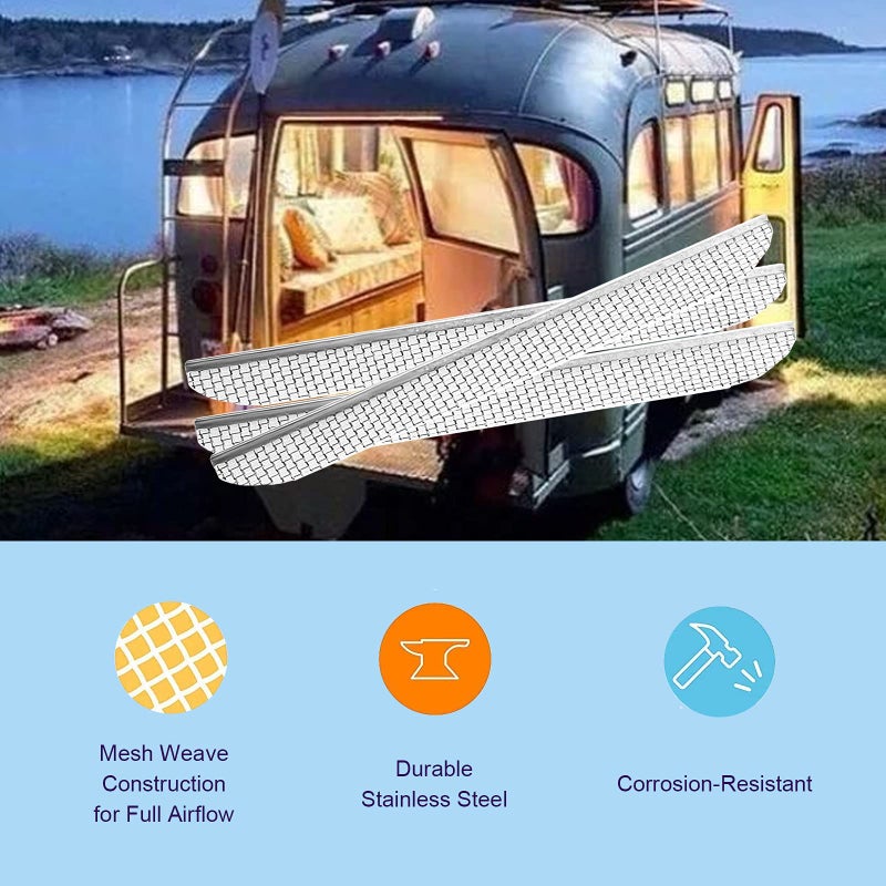 Swess RV Flying Insect Screen for RV Water Heater Vent Cover Protects RV Furnaces from Insects Stainless Steel Mesh with Installation Tool 20" x 1.5" & 2.8''x1.3'' & 8.5" x 6" x 1.3" & 4.5'' x 4.5'' x 1.3' - Image 5